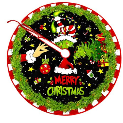 Christmas Tree Skirt Decoration 48 Inch Green Holiday Tree Cover - Hand