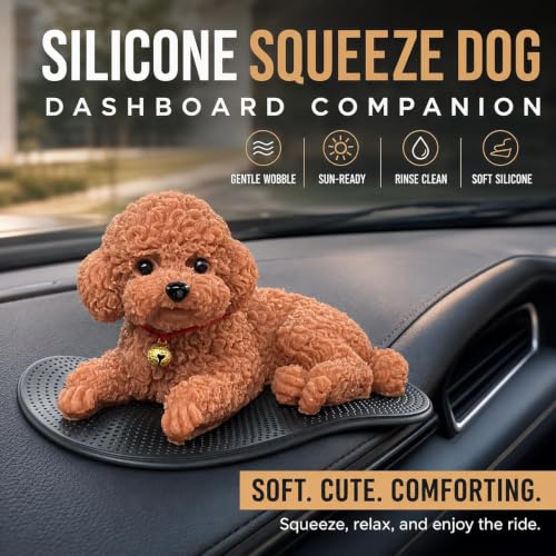 Silicone Dog Dashboard Decoration for Car - Teddy Puppy Figurine (#C)