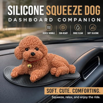Silicone Dog Dashboard Decoration for Car - Teddy Puppy Figurine (#C)