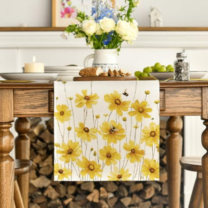 Yellow Flowers Bees Spring Table Runner 13x48 Inches Home Decor - Variation of THIS listing