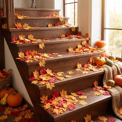 Fall-A 400 Pcs Autumn Maple Leaves Set - Fake Fall Leaves for Decorations