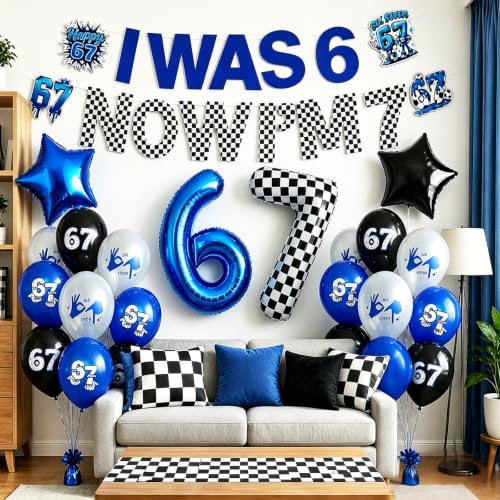 Boy Birthday Decorations 6 7 with Banner and Balloons Set