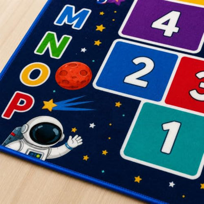 Space Hopscotch Mat for Kids, ABC Play Rug for Boys Room 2x5ft - Color 3