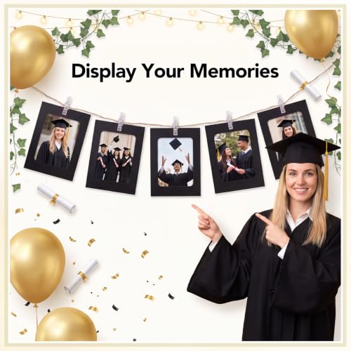 35 Pack Black Paper Photo Frames 4x6 with Clips, String & Nails