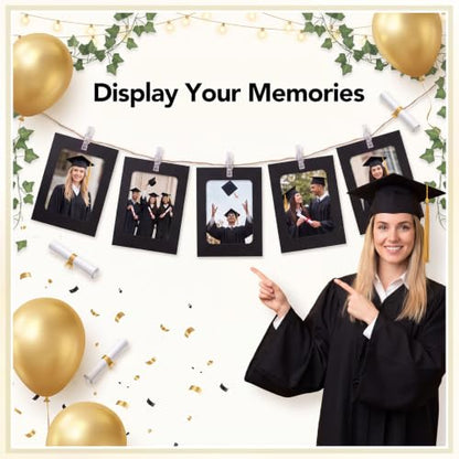 35 Pack Black Paper Photo Frames 4x6 with Clips, String & Nails