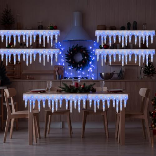 LED Christmas Icicle Snow Blanket Set with 8 Flashing Modes - Battery Powered