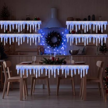 LED Christmas Icicle Snow Blanket Set with 8 Flashing Modes - Battery Powered