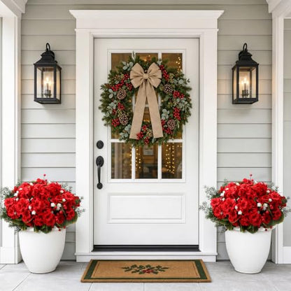 Artificial Christmas Geranium Flowers Bouquet for Outdoor & Indoor Decor - 20 Pcs