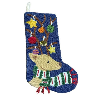 Reindeer Stocking with Ornaments - 20-Inch Indoor Holiday Decor