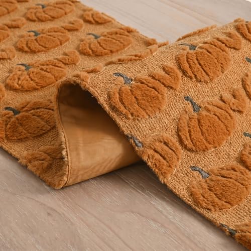 Caramel Faux Fur Fall Table Runner 13x72 Inch - Soft Polyester Decor