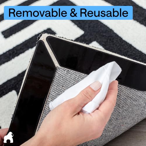 GORILLA GRIP Rug Gripper Pads, Reusable Double-Sided Stickers Keep Area Rugs Corners Flat, Grips Hardwood, Tile and Laminate Floors, Renter Friendly, Holds Down Carpet in Place, Home Décor, 8 Pcs