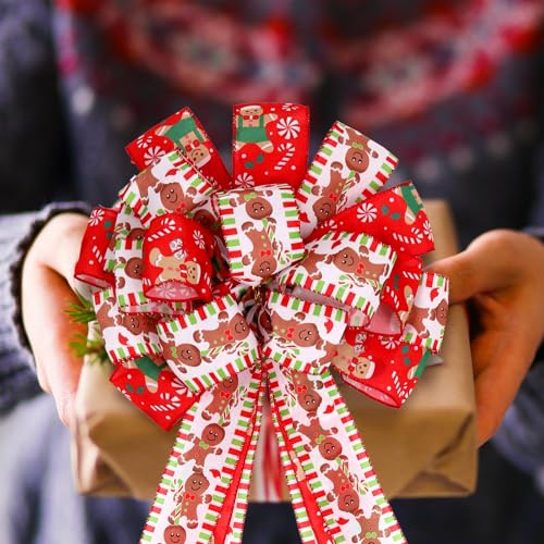 Gingerbread Christmas Tree Topper Bow - 45x12 Inches, Holiday Decor