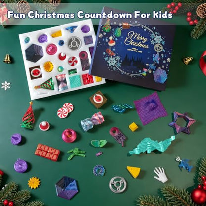 24pcs Fidget Toys Advent Calendar - Stress Relief Spiral Cone & Pyramid Set