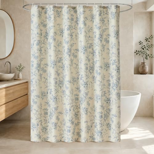 Warmstar Hydrangeas Blue Floral Shower Curtain Water-Resistant 72x72 Inches