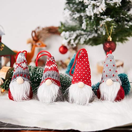 Christmas Gnome Ornaments Set - Felt & Knitted Holiday Tree Decorations