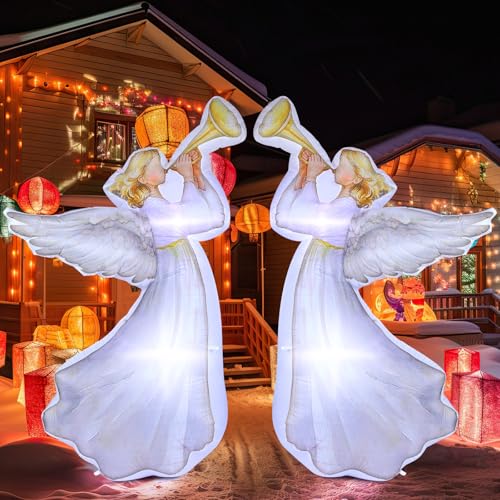 Large Outdoor Christmas Inflatable Angel Decorations with LED Lights, 5.91ft Set
