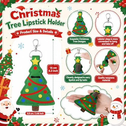 Abbylike Christmas Tree Lipstick & Lip Balm Holder Keychain - Bulk 20 Pcs
