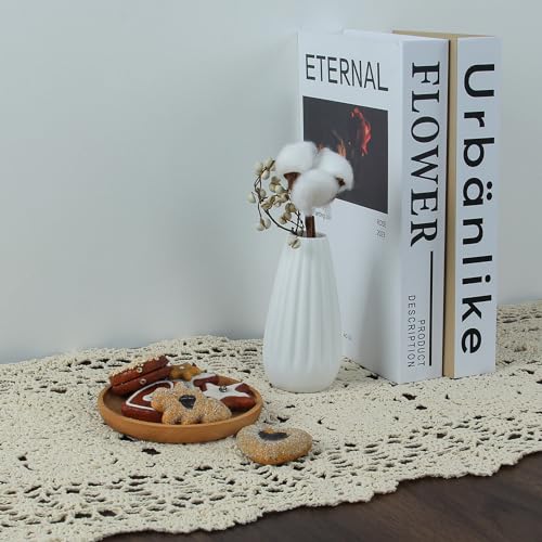 Kilofly Handmade Crochet Cotton Lace Table Runner - Beige 15.7 x 43.3 Inch