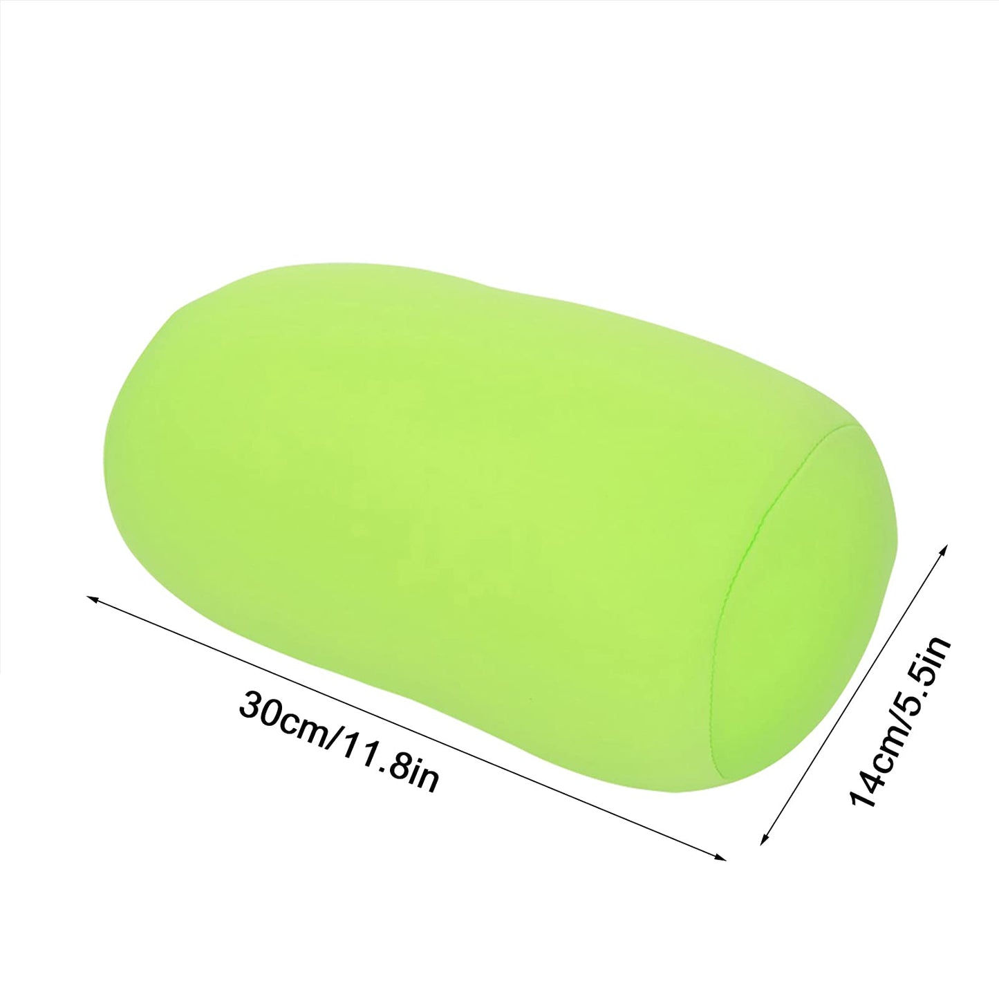 EBTOOLS Lower Back Support Cylinder Microbead RollRound Neck PillowSmooth Soft Touch FabricTube Cervical Support for Travel or in home30×14CM (Green)