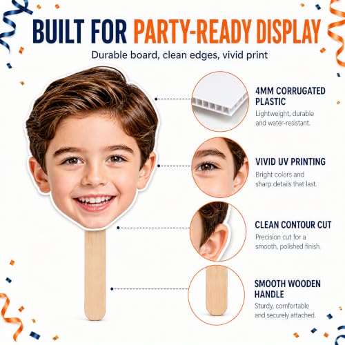 Personalized Face Cutout on a Stick - Custom Photo Prop for Events