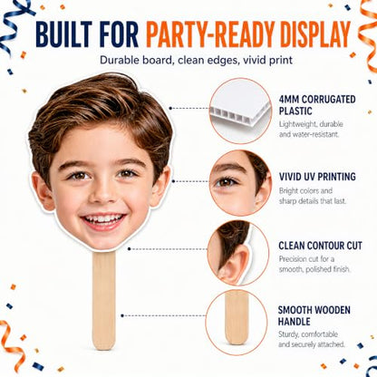 Personalized Face Cutout on a Stick - Custom Photo Prop for Events