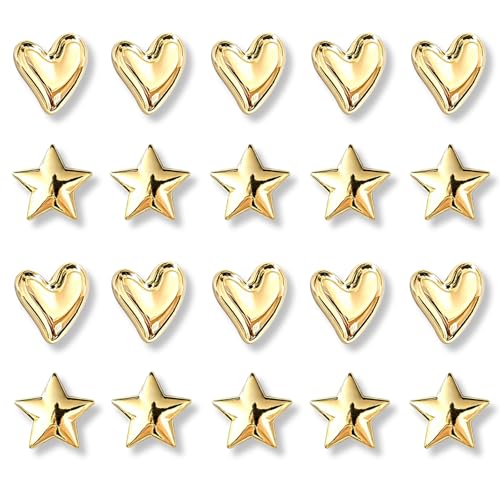 Gold Heart & Star Magnet Set - 20pcs, Office & Kitchen Decor