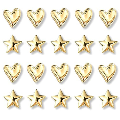 Gold Heart & Star Magnet Set - 20pcs, Office & Kitchen Decor