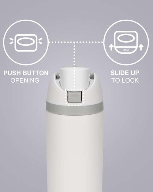 Fluxpur Insulated Water Bottle Sports Stainless Steel Water Bottle with Straw Travel Leakproof,16 Oz,White 10