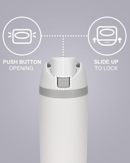 Fluxpur Insulated Water Bottle Sports Stainless Steel Water Bottle with Straw Travel Leakproof,16 Oz,White 10