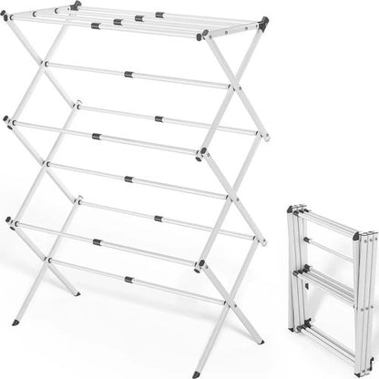 Maomo Metal Drying Rack - Tool-Free Installation, Space-Saving Telescoping Design, 16.93-29.92 Inches Wide, White