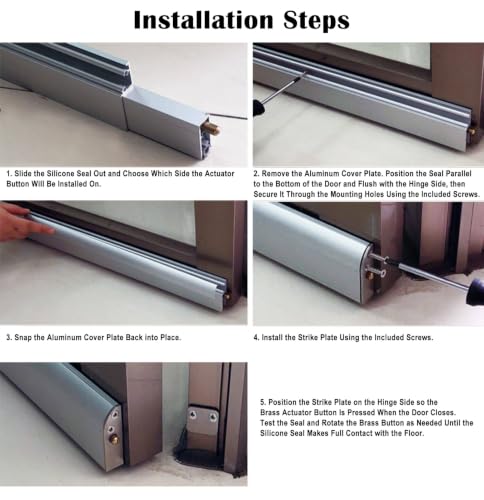 Automatic Door Bottom Seal 28 Inch with Hardware & Silicone for Exterior & Interior Doors - Variation of THIS listing