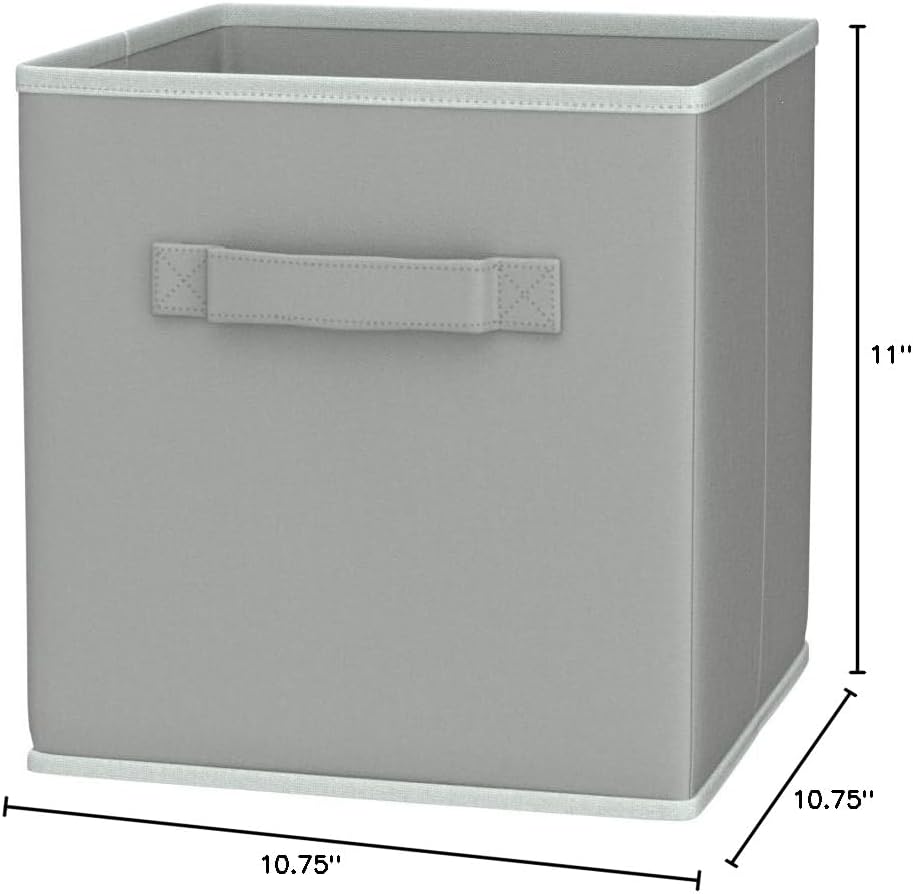 Simple Houseware Foldable Storage Bins - 11-Inch Gray Fabric Cubes | 6-Pack Organizer for Closet & Shelves