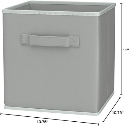 Simple Houseware Foldable Storage Bins - 11-Inch Gray Fabric Cubes | 6-Pack Organizer for Closet & Shelves