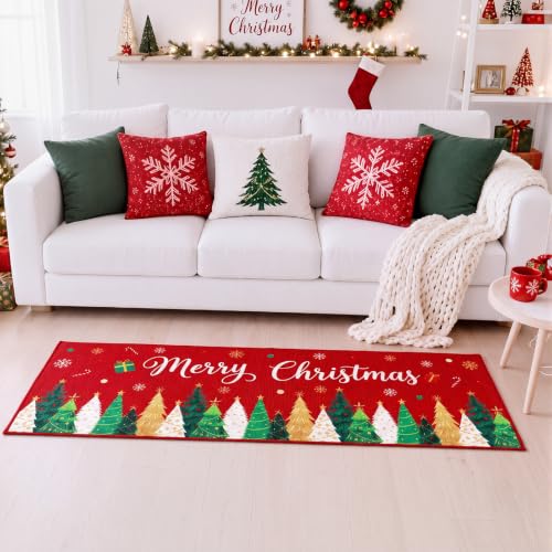 Christmas Bathroom Rug Set 3-Piece Non-Slip Mat with Holiday Design