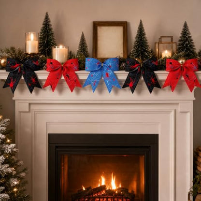 12 Pcs Christmas Spider Bow Ornaments for Tree Wreath Decorations