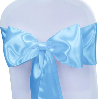 Babenest Satin Chair Sashes - Upgraded 30 Pcs Ribbons & Bows for Weddings & Events | Baby Blue