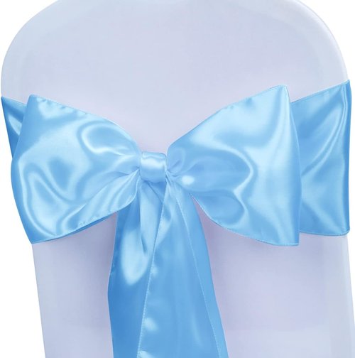 Babenest Satin Chair Sashes - Upgraded 30 Pcs Ribbons & Bows for Weddings & Events | Baby Blue