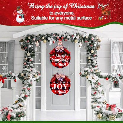 2 Pieces Christmas Door Decorations - Buffalo Plaid, 12 Inch