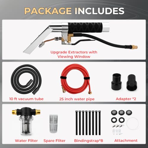 Vacuums & Carpet Extractor Kit with Stainless Steel Wand for Car & Home Cleaning