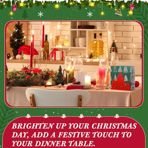 Red Christmas Tree Napkin Holder for Table Decor - Iron, 6.3x4.8x2.5 Inches