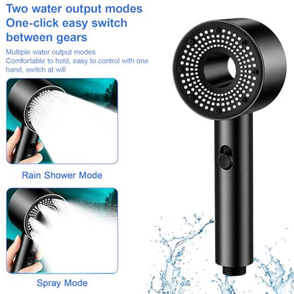 Black High Pressure Handheld Shower Head with Holder - 2 Spray Modes, No-Drill Adjustable Bracket