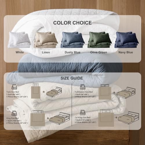 Navy Blue 100% Cotton Quilt Set - Queen, Pre-Washed, 3 Pieces