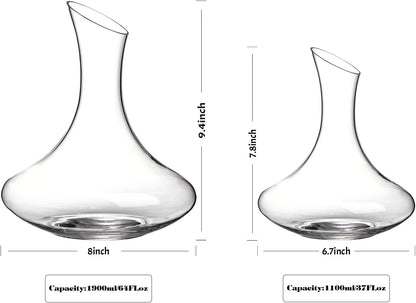 Wine Decanter, 1100ml /37.2oz Red Wine Decanter, Hand Blown Lead-Free Crystal Wine Carafe, Small Decanter for White and Red Wine, Elegant Design Easy Pour, Wine Gifts for Christmas