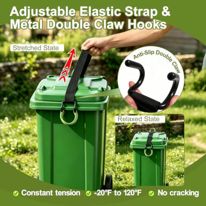 Heavy Duty Raccoon-Proof Trash Can Lock Strap - Universal Fit 28-96 Gallon