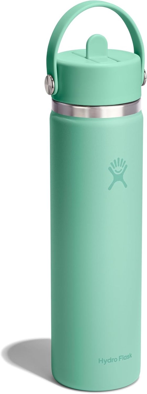 Hydro Flask Water Bottle - Insulated Stainless Steel - 24 Oz Mermaid Green with Wide Straw Lid