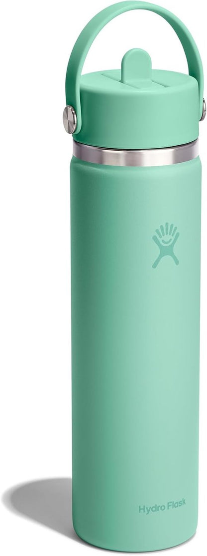 Hydro Flask Water Bottle - Insulated Stainless Steel - 24 Oz Mermaid Green with Wide Straw Lid