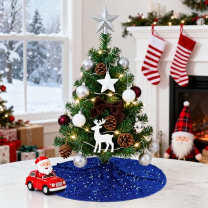 Royal Blue Velvet Christmas Tree Skirt 21 Inches Embroidered Holiday Decor - Variation of THIS listing
