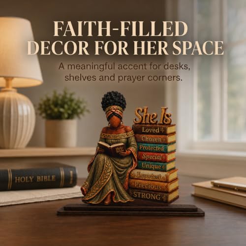 African American Christian Desk Plaque for Women - She Is 1 Variation