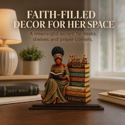African American Christian Desk Plaque for Women - She Is 1 Variation