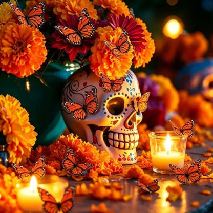 12 Pcs Monarch Butterfly Decor Set for Dia De Los Muertos & Ofrenda